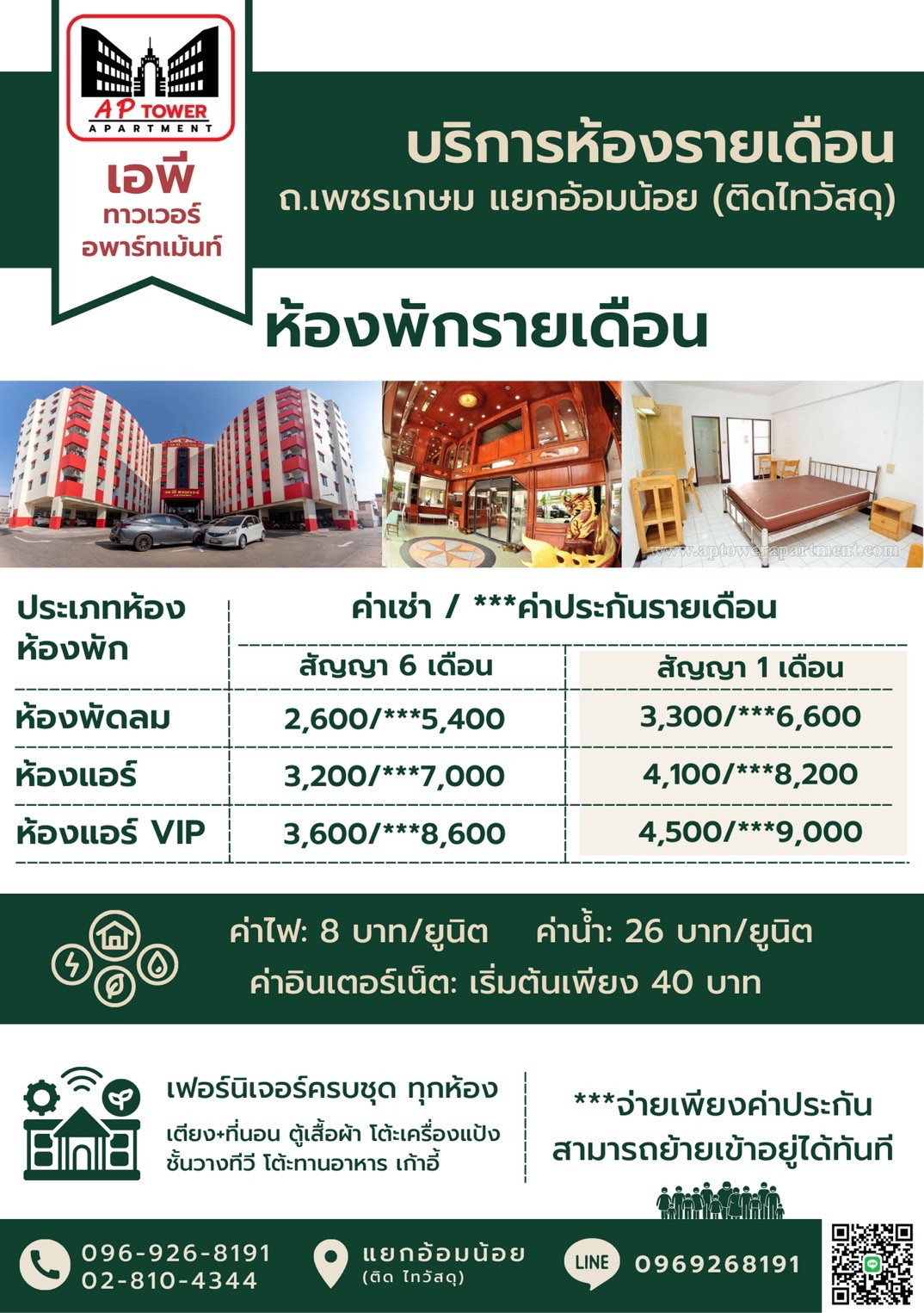 เอพี ทาวเวอร์ อพาร์ทเม้นท์ ห้องพักรายเดือน-รายวัน(ติดถนนเพชรเกษมแยกอ้อมน้อย) 照片 5